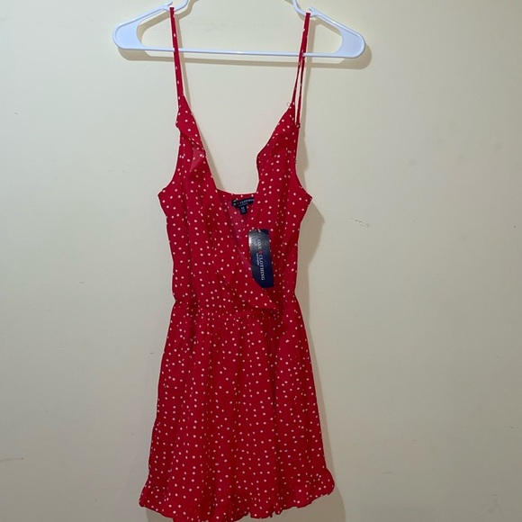 Womens New One Clothing Red + White Polka Dot Romper - Picture 1 of 5